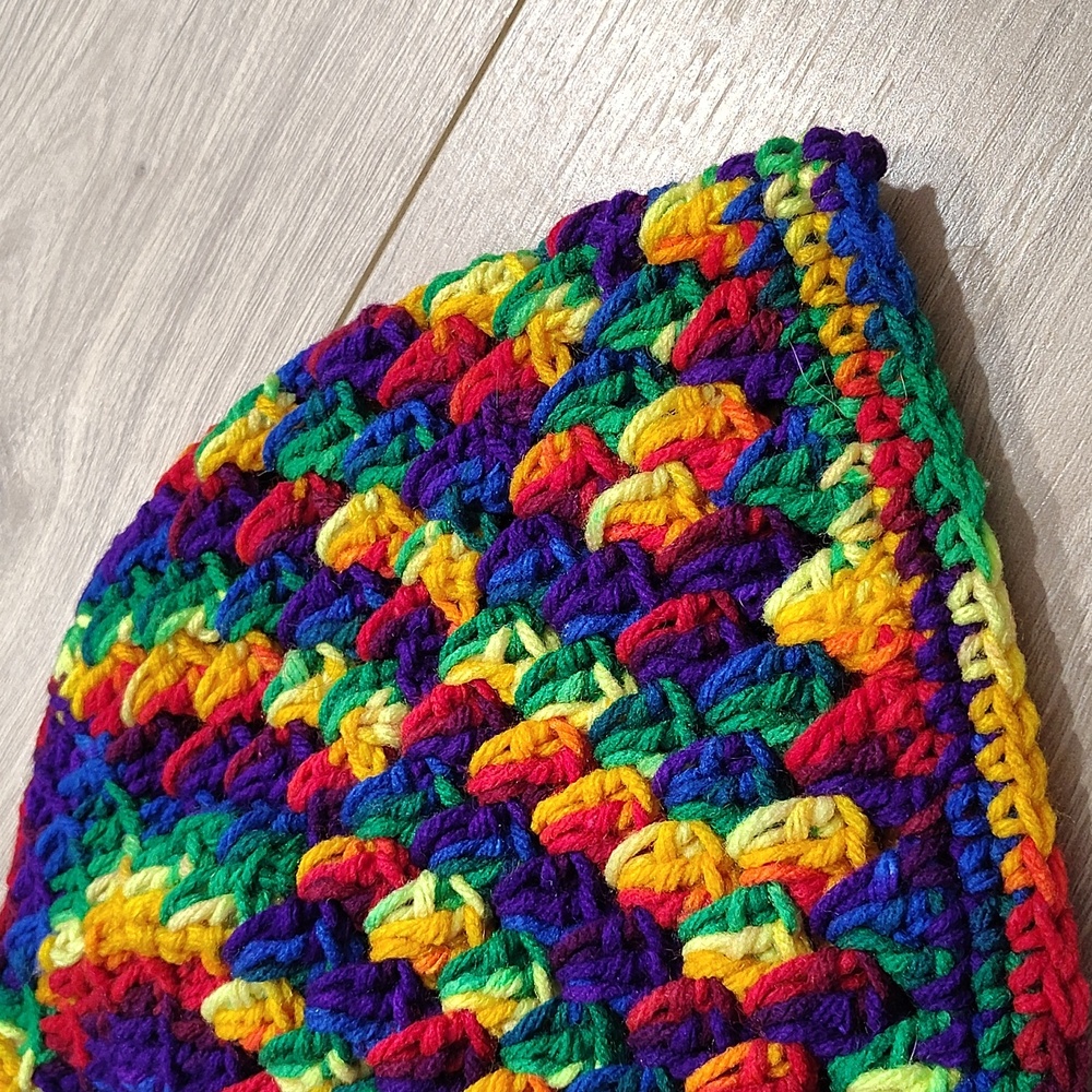 Men's Multi-Colored Handmade Knit Winter Beanie, Men's Winter Hats - Picture 3 of 6